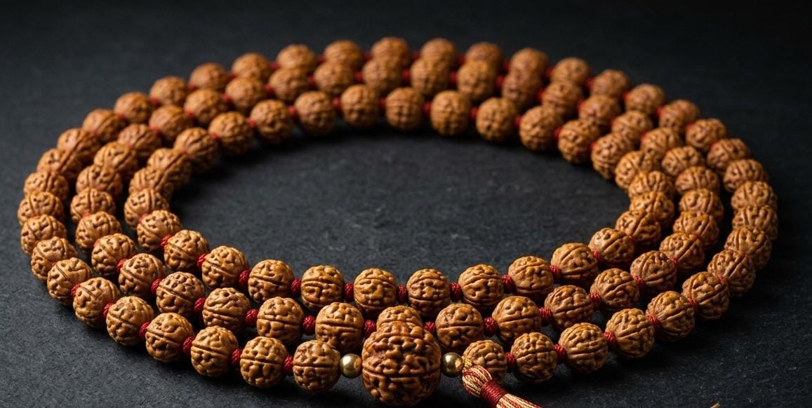 4 Mukhi Rudraksha Mala - 108+1 Beads - Lab Certified(Divine Energy of Lord Brahma)