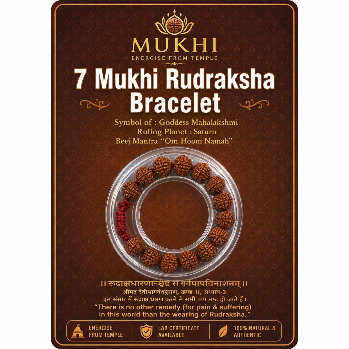 Original 7 Mukhi Rudraksha Bracelet - Natural Seven Face Rudraksh Bracelet for Wealth & Prosperity