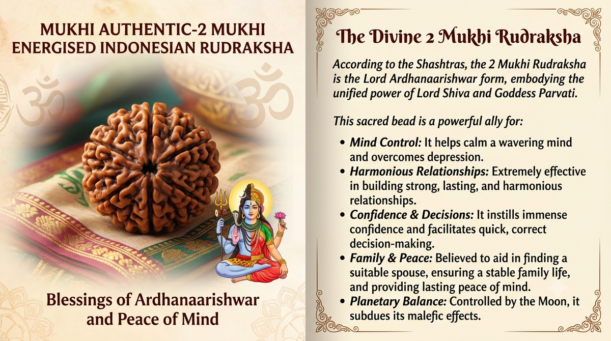 2 Mukhi Rudraksha Mala -108+1 Beads- Lab Certified-FOR DEPRESSION